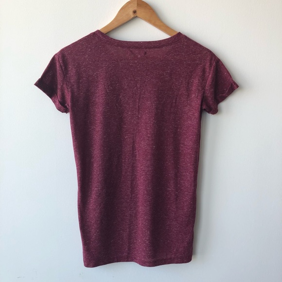 Awake Burgundy Scoop Neck Tee Shirt - Picture 2 of 3